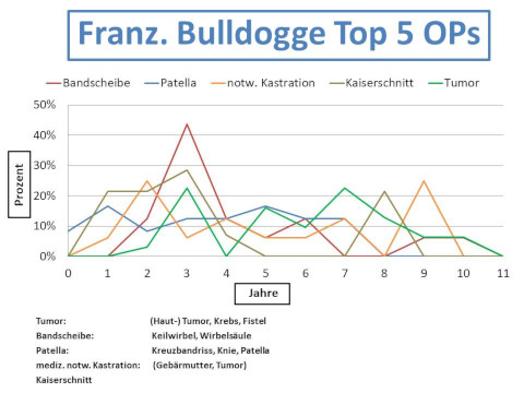 Französische Bulldogge Krankheiten und Tierarztkosten im Altersdiagramm