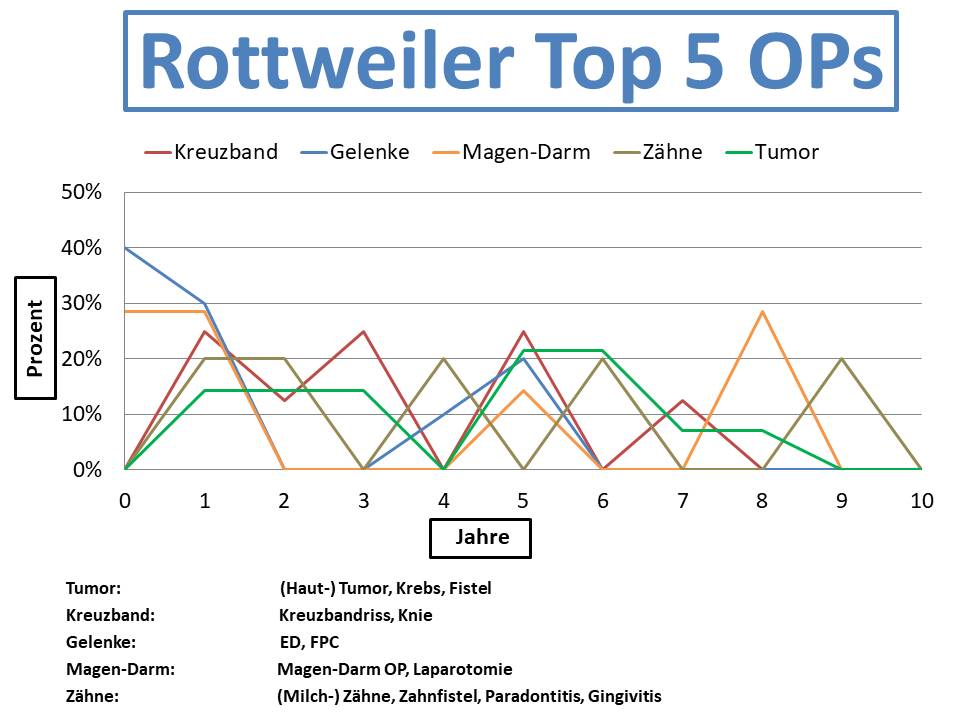 Rottweiler Krankheiten und Tierarztkosten im Altersdiagramm